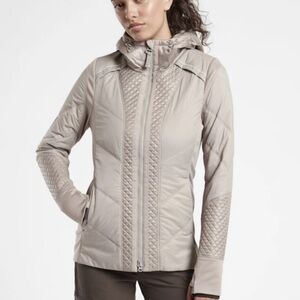 Athleta Women's Rock Ridge Soft Quilted Hooded Jacket Light Beige New With Tags
